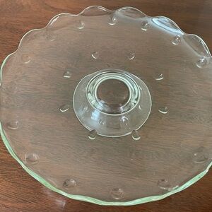 Vintage Indiana Glass Clear Teardrop Footed Cake Plate